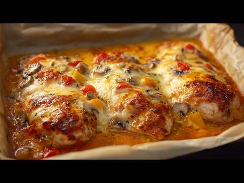 Dinner in 20 minutes! Chicken fillet in the oven with mushrooms and veggies - simple and amazing!