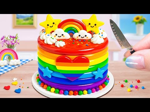 Yummy Fondant Rainbow Heart Cake Decorating 🌈 Relaxing Mini Fondant Rainbow Cake ASMR