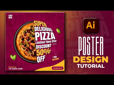 Illustrator CC Tutorial | Graphic Design | Modern Pizza Poster Design