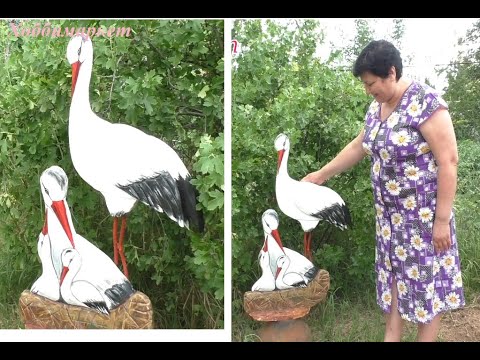 They asked to make a stork, but it turned out to be a whole family. DIY garden figure. HobbyMarket