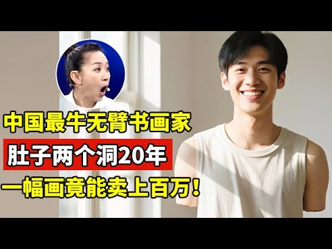 中国最牛无臂书画家!年轻工伤触电失去双臂,肚子两个洞20年,一幅画竟能卖上百万【王芳王为念访谈】