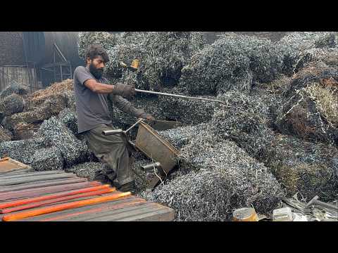 Incredible Factory Recycling Process of Lath Shaving Scrap to Make Iron Rods