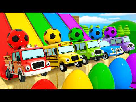 Baby Shark + Wheels On the Bus Songs - Street Vehicles Color Painting Challenge - Nursery Rhymes