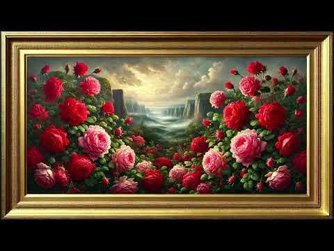 Rose Garden at the Edge of the World | Elegant Oil Painting TV Art | 4-Hour Romantic Story