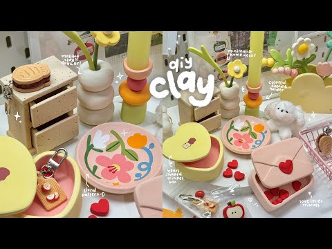 making cute clay trinket dishes and decor🍎💐💌 using air dry clay / no bake