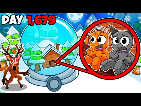 We Survived In A SNOW GLOBE For 99 Nights In The Forest!!