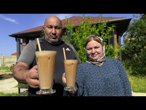Made Ice Coffee and Crispy Eggplant Salad