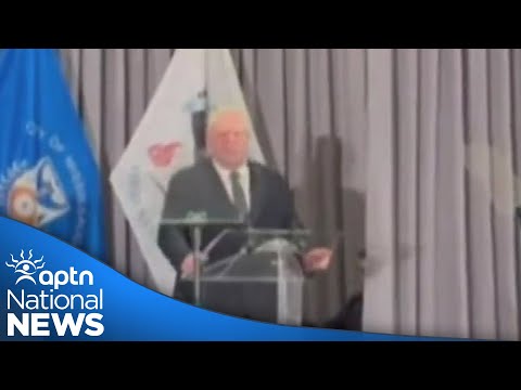 Protesters crash Ontario event to press premier on lack of help for First Nation | APTN News