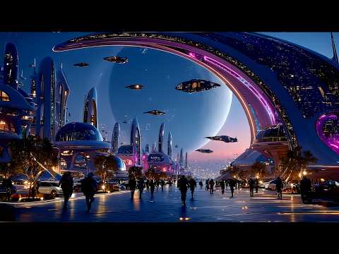 1 Hour Space & Futuristic Golden City Ambience – Luxury Sci‑Fi Soundscape for Sleep & Study | 4K