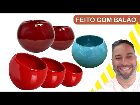 VASO FEITO COM BALÃO BEXIGA E GESSO | como fazer vasos de cimento feito com balão bexiga