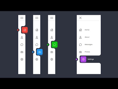 Sidebar Menu using Html CSS & Javascript | How To Create Curved Outside Navigation