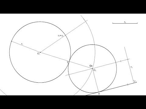How to draw a Circle knowing its Radius Tangent to a given Line and a given Circle