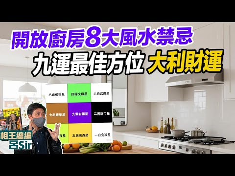 九運家居風水(附繁簡字幕)｜開放廚房8大常見問題九運最佳方位！旺宅主財運｜香港經濟 2025風水 廚房風水 蛇年佈局 催旺財位 九宮飛星 九運風水 室內設計 九運 家居佈局【囍趣睇相王EP135】