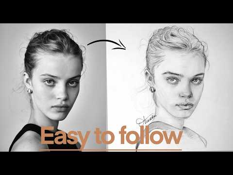 How to Draw a Realistic Girl Face ! Step by Step using loomis #loomismethod #drawing