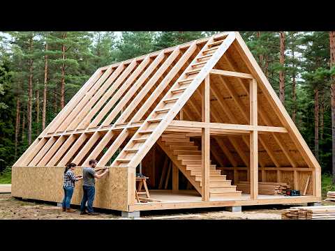 Couple Builds a Dream A-Frame Cabin in the Forest | Start to Finish @ProjectswithChristineJesse