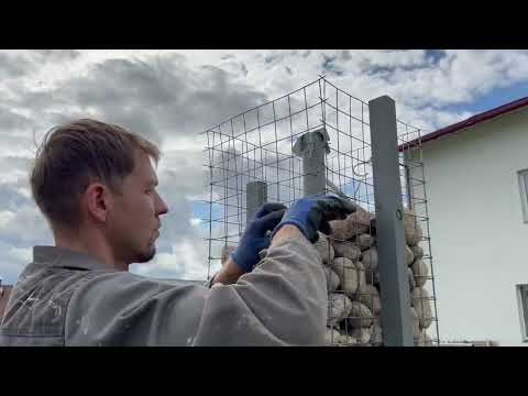 Бюджетный забор из габионов своими руками.