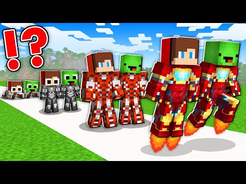 JJ and Mikey : POOR to RICH Iron Man Suit Life Cycle Evolution Battle in Minecraft - Maizen