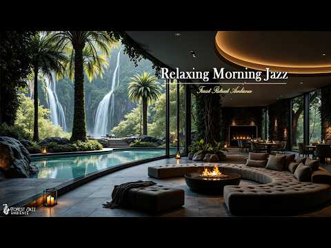 Relaxing Morning Jazz in Nature Living Room | Smooth Jazz with Scenic Forest View to Relieve Stress