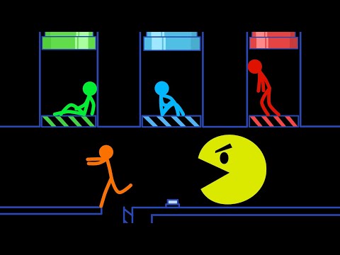 Red and Blue , Stickman Escape Animation - Part 48 ( PACMAN )