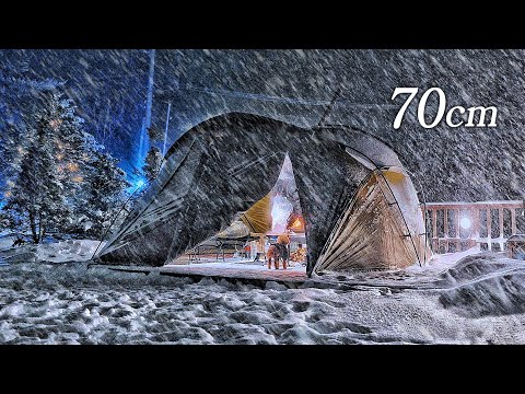 캠핑 브이로그 . 그 해 겨울 하늘에서 비 처럼 내리는 폭설 속 강아지와 아늑한 텐트 안 설중캠핑 . 화목난로 ASMR