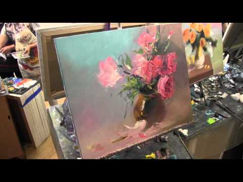 Букет мастихином, научиться писать, рисовать цветы, масляная живопись, Сахаров, уроки в Москве