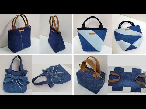 DIY 안입는 청바지로 4가지 독특한 가방 만들기/Make 4 unique bags from discarded jeans/청바지 리폼/Jeans Upcycling
