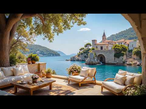 Seaside Terrace Jazz 🌊 Calm Mediterranean Villa Ambience with Ocean Breeze