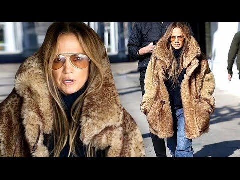 Jennifer Lopez bundles up with a Lux brown fur coat for a solo shopping trip