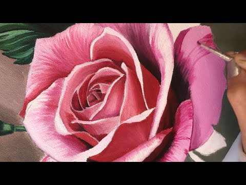 Red rose painting | how to draw a red rose | Acrylic painting of rose