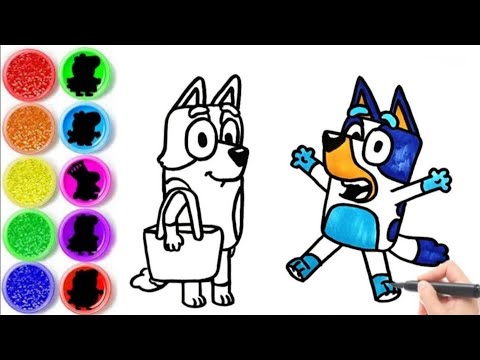 Drawing and colouring Bluey characters Bluey and Aunt Brandy 