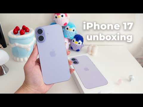 iPhone 17 Lavender unboxing Aesthetic ASMR with setup + cases! Compare with 15 plus and 17 pro