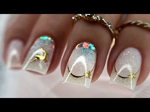 GEL with MAGICAL SHIMMER! Winter manicure and New Year's GOLDEN FRENCH MANIC!