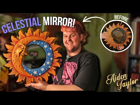 Vintage Moon Mirror MAKEOVER!! 🌙 [Let's Make Folk Art]