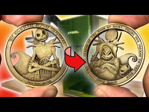 Nightmare Before Christmas Brass Coin made with an xTool F1 Ultra | Double Sided | Pass Through