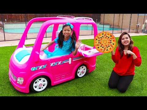 Wendy Pretend Play Food Delivery w/ Pink Barbie Food Truck Car Toy