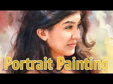 Portrait #48 - Watercolor Painting of a Female Portrait in Profile View