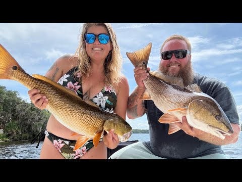 MONSTER Redfish Madness! Epic Hookup on the River! Catch, Clean, Cook | Fish Tacos