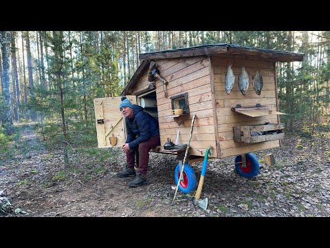 I BUILT a CAMPER VAN for off-grid living. Inside, the cabin is warm and cozy
