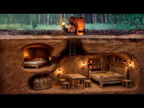 Building a Warm and Cozy Secret Shelter for Survival. The Most Secret Dugout. Bushcraft