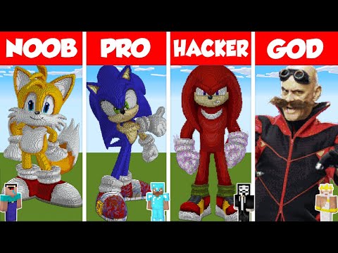 Minecraft NOOB vs PRO vs HACKER: SONIC THE HEDGEHOG PART 2 HOUSE BUILD CHALLENGE in Minecraft