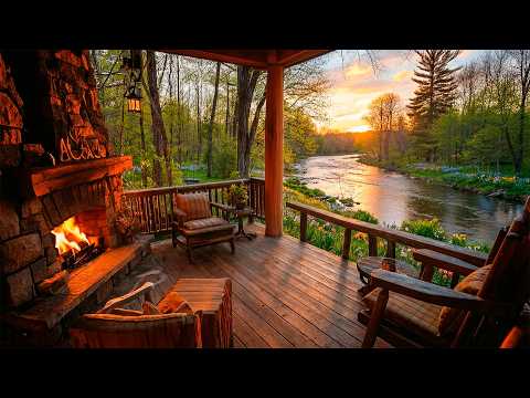 Springtime River Retreat 🌼 Cozy Porch Campfire & Natural Sounds