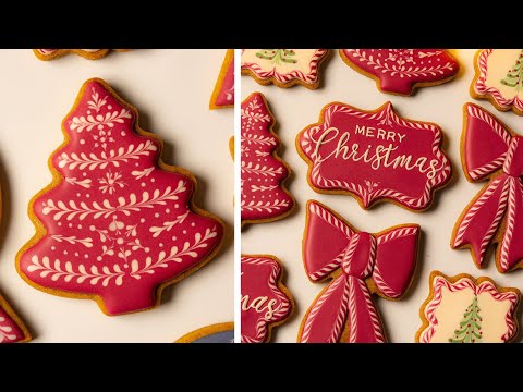 Amazing wet-on-wet royal icing Christmas cookies | 30 minutes of relaxing cookie decorating