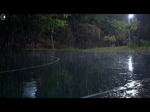 Deep sleep with heavy rain pouring in the park at night, goodbye to insomnia, the sound of rain ASMR