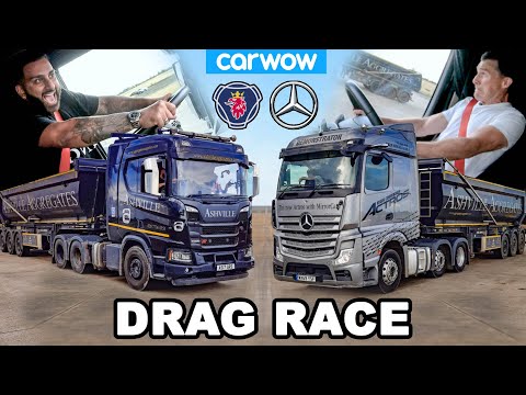 Mercedes Actros vs Scania R500 - DRAG RACE & 44 Ton BRAKE TEST!