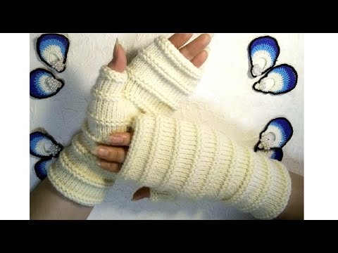 Митенки индийским клином на двух спицах без отрыва нити. МК.
