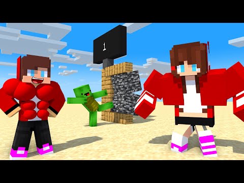 JJ and Mikey vs Minecraft Mobs : Who Is The STRONGEST Person? - Maizen Minecraft Animation