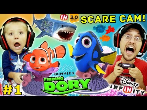 FINDING DORY Shark Scare Cam! Disney Infinity 3.0 Movie Playset Part 1 w/ Gummies (FGTEEV Gameplay)