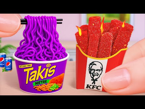 Takis Purple Noodles & KFC Spicy Fries ASMR 🔥🍜 La mejor receta de comida rápida