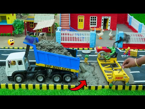 diy mini tractor heavy rain damaged the road | making road rc tractor Science Project | @topminigear