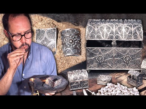 Handmade silver chest by the goldsmith. Delicate casting, welding and decoration work